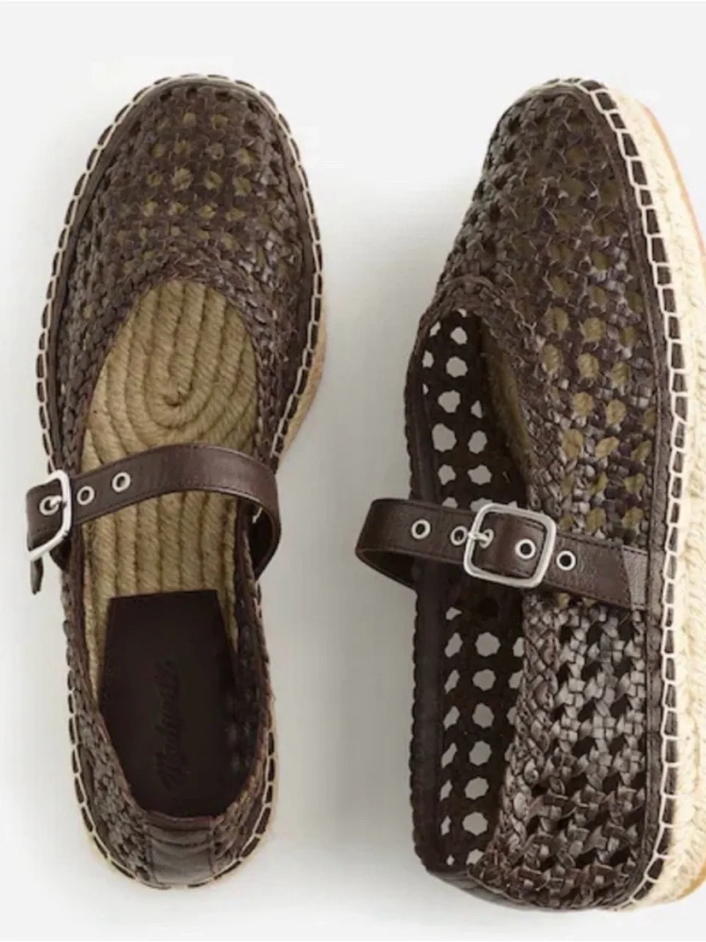 NIB • Madewell Remy Mary Jane Espareilles in Woven dark Carob - 6.5 - Picture 1 of 10
